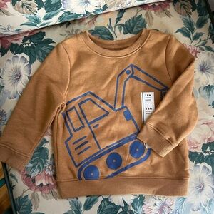 Cat & Jack Camel Sweatshirt with Blue Construction Graphic